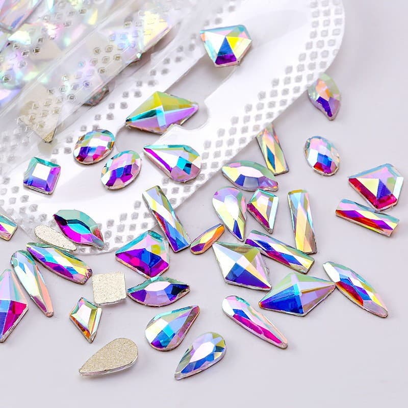Cross-border hot-selling AB color special-shaped diamonds, diamond-shaped marquise droplets, flat-bottomed manicure diamonds, mixed diamond manicure accessories
