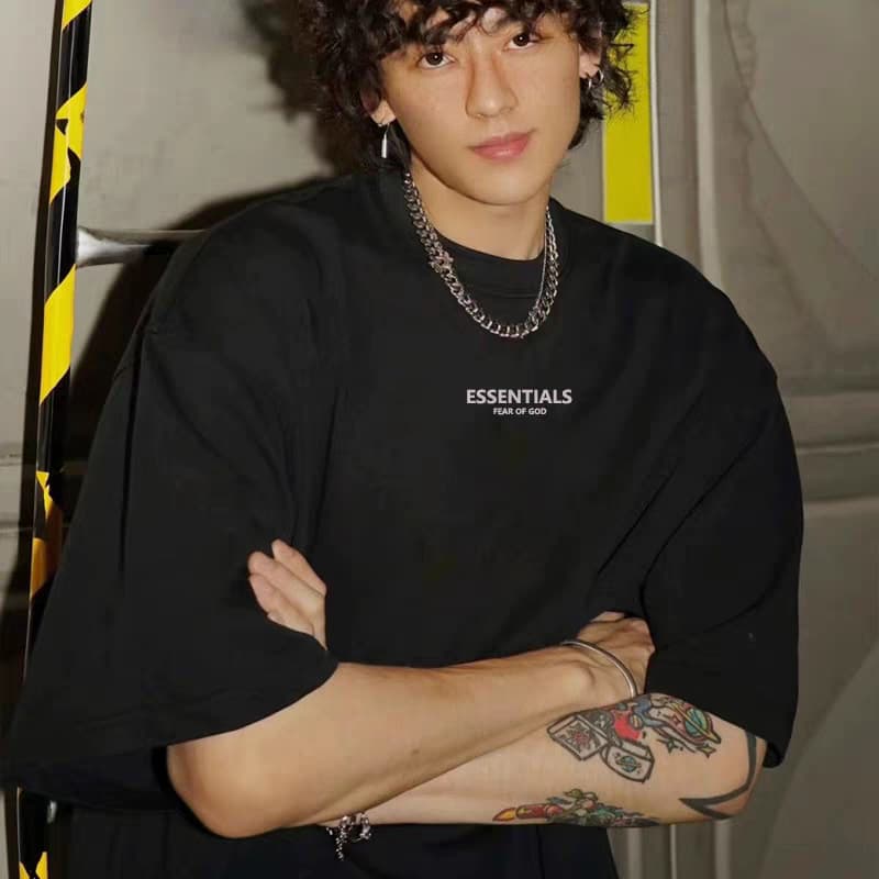 Jackson Wang Style American FOG Secondary Line ESSENTIALS Printed Short Sleeve T-Shirt for Men and Women 26 Summer New Arrival