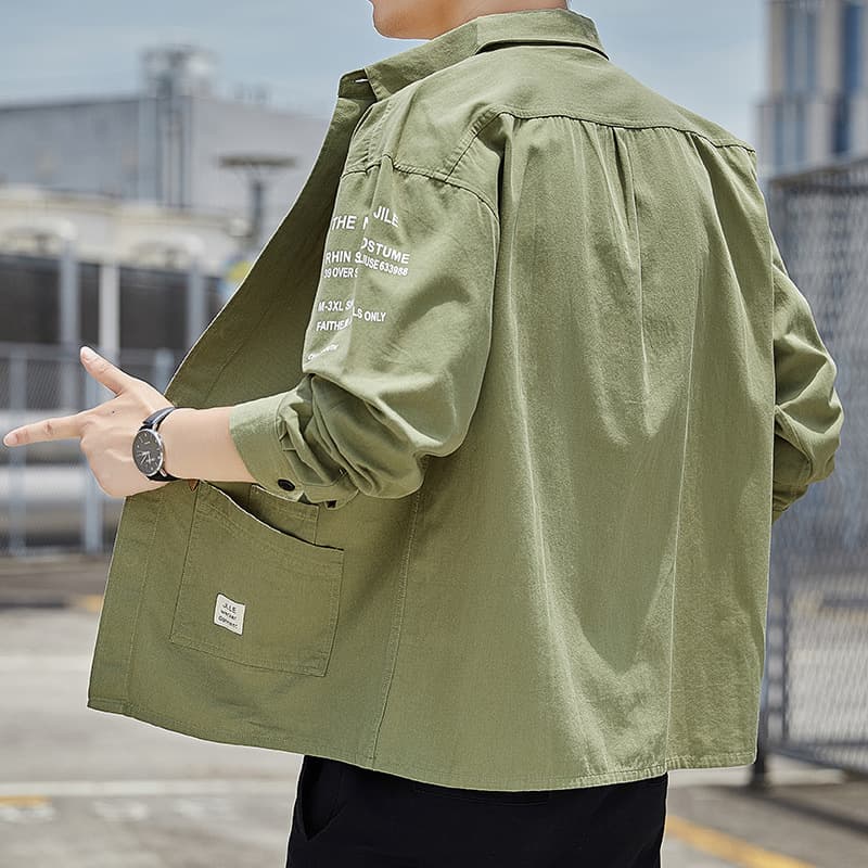 Work wear shirts and jackets for men in spring and autumn construction site wear-resistant and stain-resistant sun protection work clothes casual textured shirts