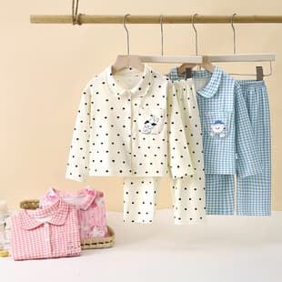Children's Pajama Set Autumn New Arrival Boys' Velour Cardigan Girls' 2025 Baby Long Pants Homewear Kids' Clothing