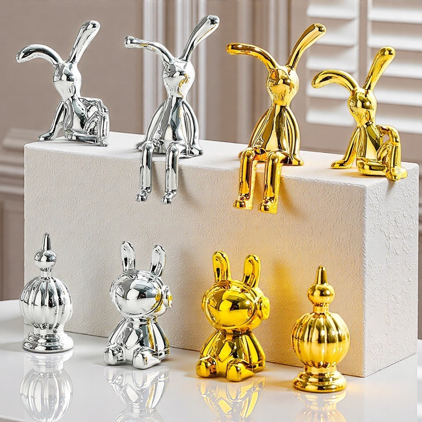 Nordic Style Rabbit and Deer Creative Trash Can, Bear Handle, Luxury Fruit Plate Candy Snack Storage Box, UV Coated