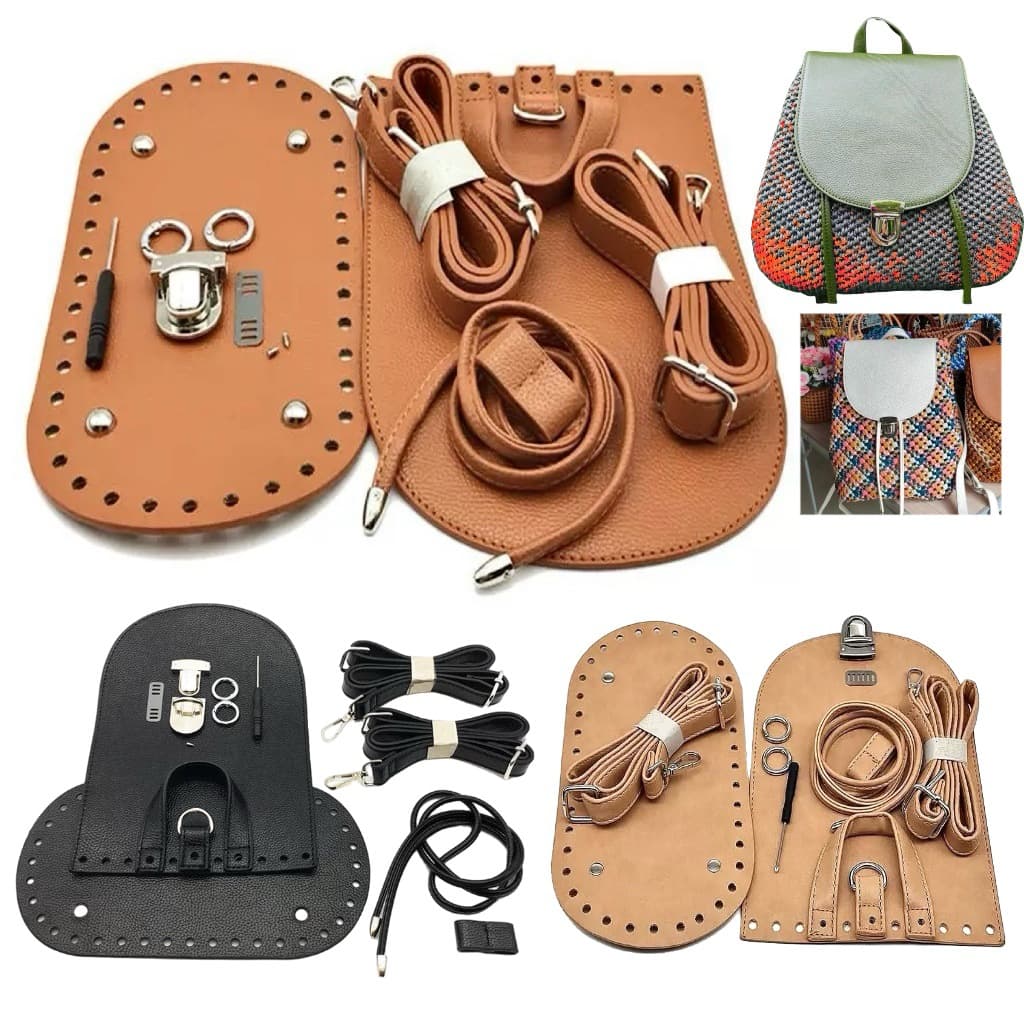 New hand-woven backpack diy leather bag bottom flip hook woven homemade women's bag hardware set accessories