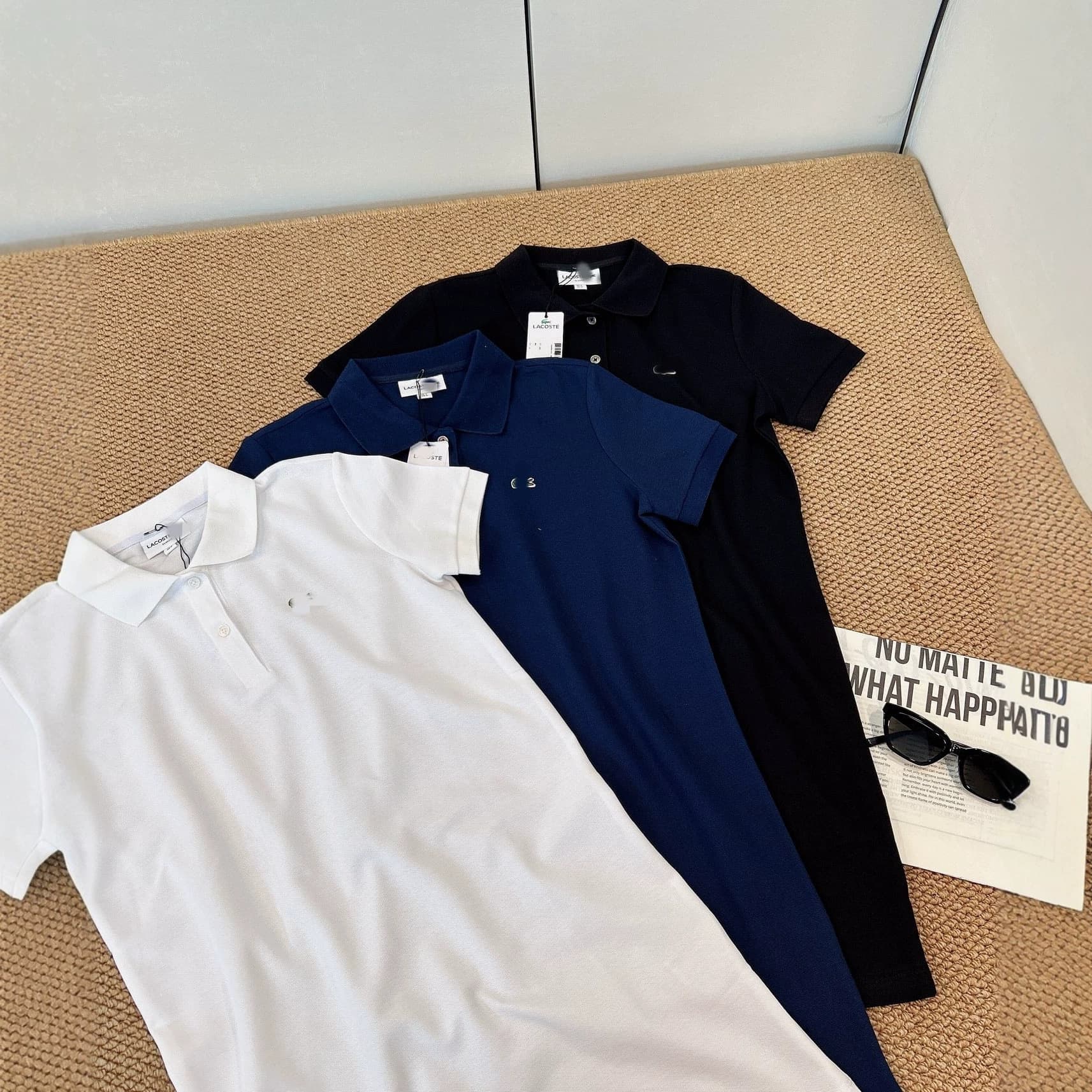 1150 French Little Fish Home Commute Basic Embroidery Heart Workwear Breathable Pearl Ground Casual Short Sleeve Polo Dress