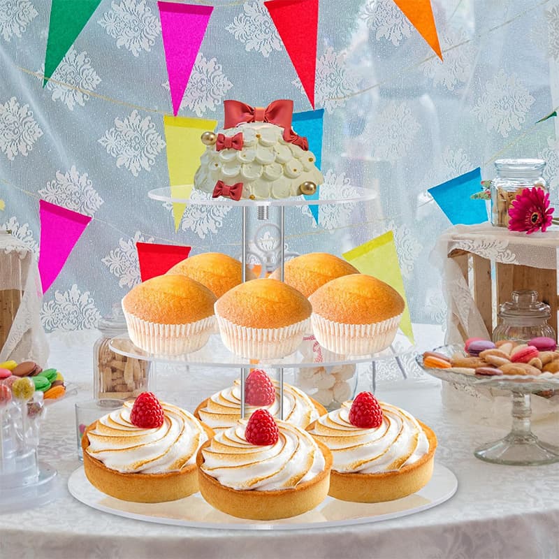 Cross-border Special Supply Three-layer Acrylic Round Cake Stand Transparent Detachable Dessert Display Rack Wedding Pastry Stand