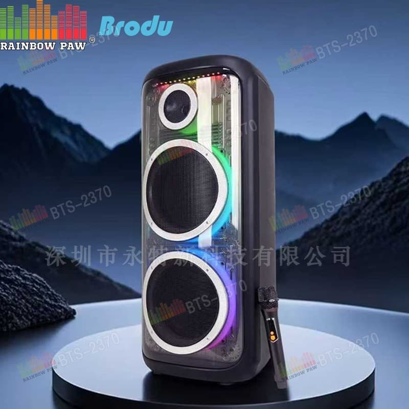 Kts Factory Wholesale Brodu Series Bts-2370 Outdoor Portable Dual 10inch RGB Bluetooth Speakers