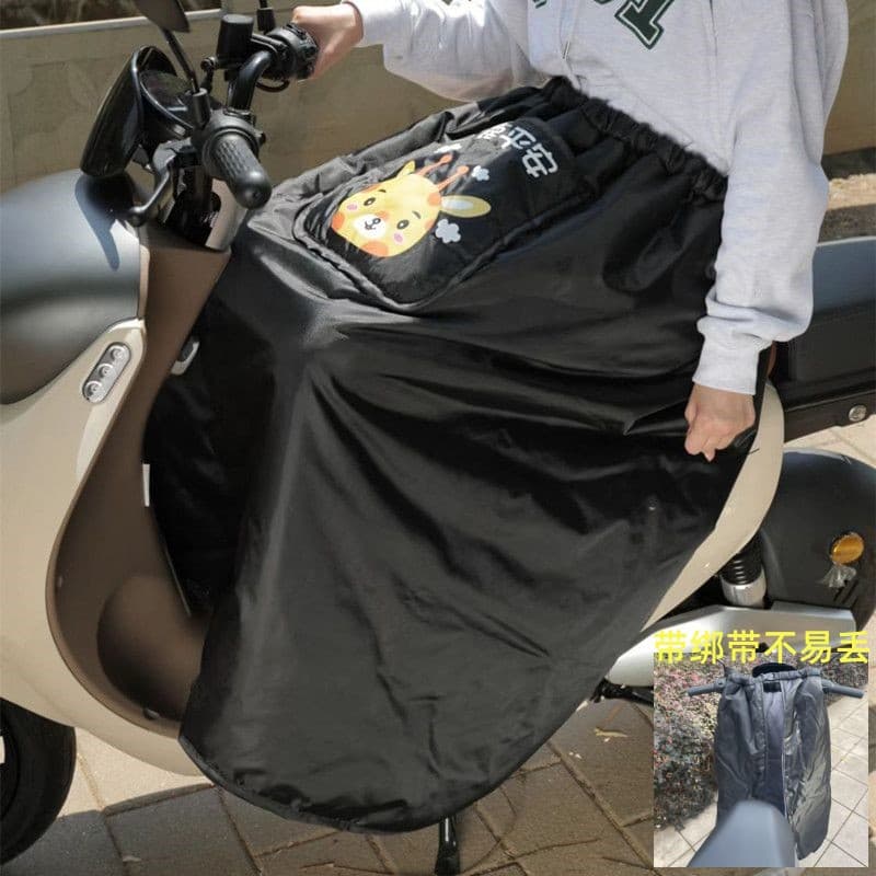 Electric Vehicle Windproof Skirt, Winter Riding Half-Skirt with Fleece Knee Warmth, Waterproof Cotton Apron