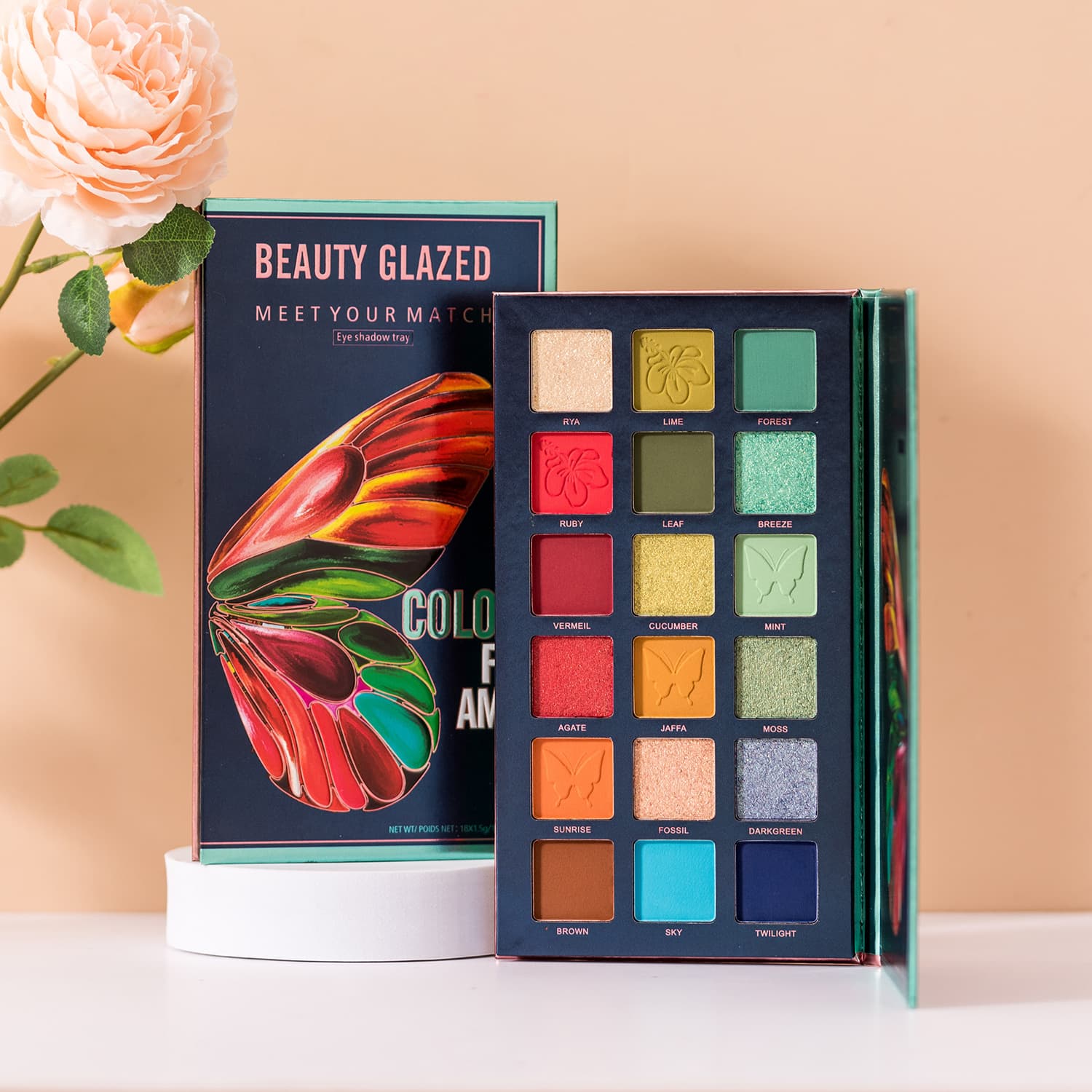 Beauty Glazed 18 Color Butterfly Eyeshadow Palette Student Stage Makeup Playful Colorful Eye Shadow Dish INS Style Universal Use