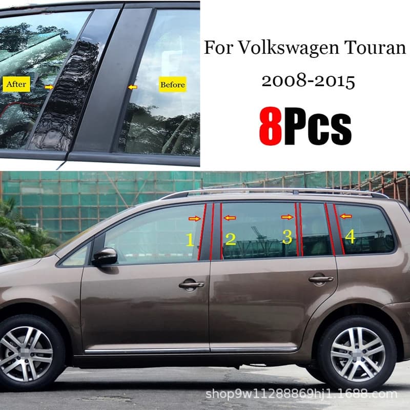 Fit for Volkswagen Golf 4 5 6 7 8 Passat Magotan Tiguan Touran Modified Window Trim Black Center Pillar Sticker