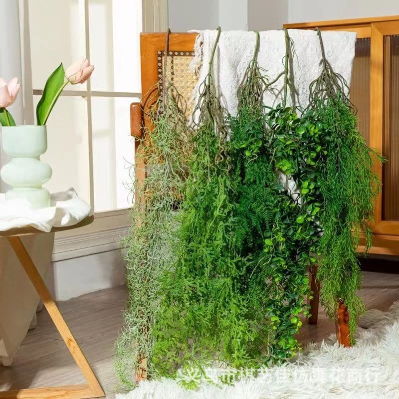 Artificial plant background wall lawn flower arrangement single green plant plastic leaf dining room living room decoration Fern fake flowers and plants