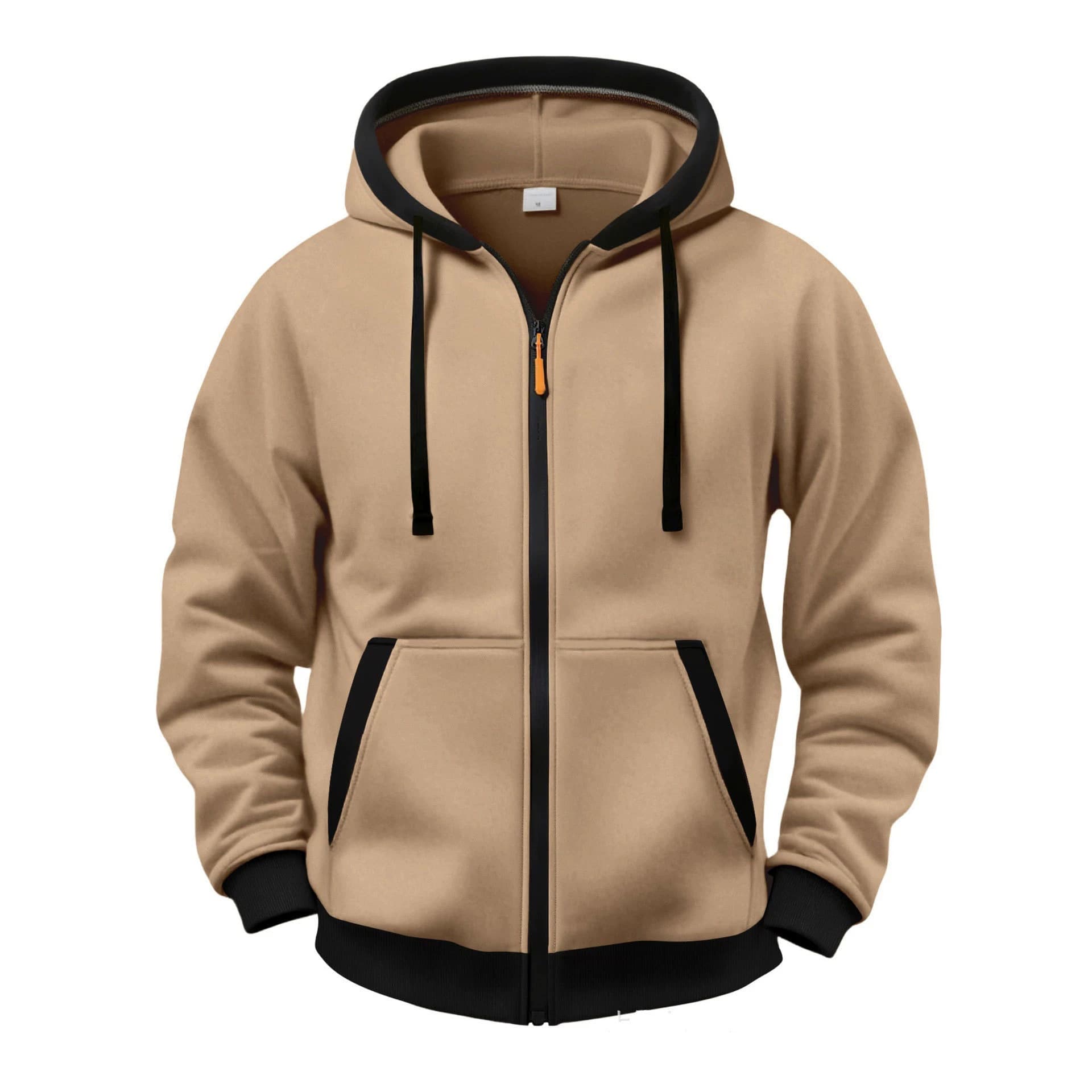 2026 New Men's Velvet Hooded Sweatshirt Teen Cardigan Top Autumn and Winter Zipper Sweatshirt Casual Wear Jacket