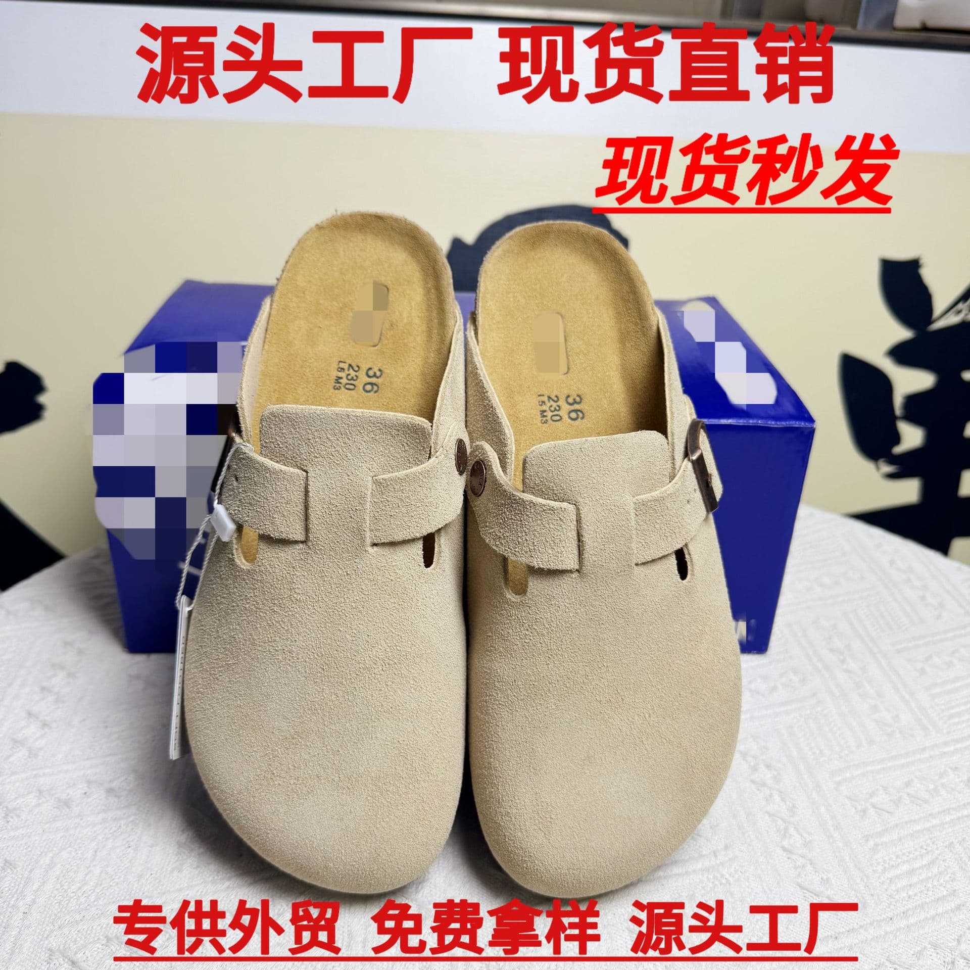 Dynamic Waterproof Cowhide Birkenstock Half-Slip 2025 New Waterproof Cowhide Unisex Cork Sandals Toe-Cover Birkenstock Shoes