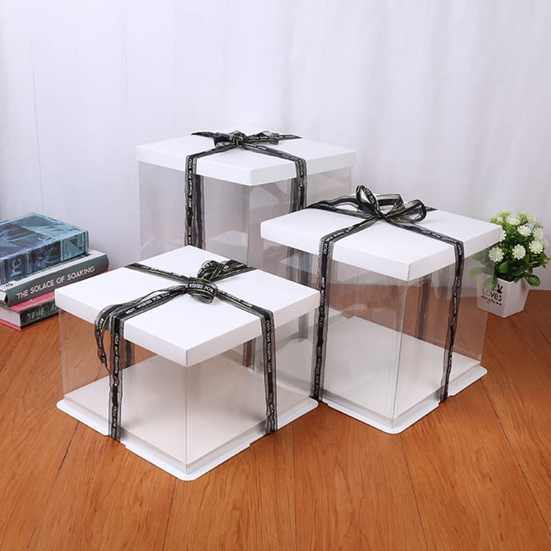 Manufacturer wholesale transparent birthday cake box white 1416 inch double layer Barbie heightened baking packaging printed with LOGO