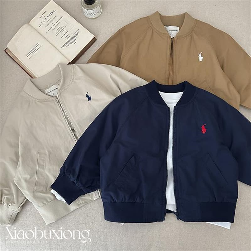 Little Cloth Bear Children's Outerwear 2025 Spring/Autumn Unisex Japanese-style Trendy Brand Windbreaker Baby Solid Color Baseball Jacket