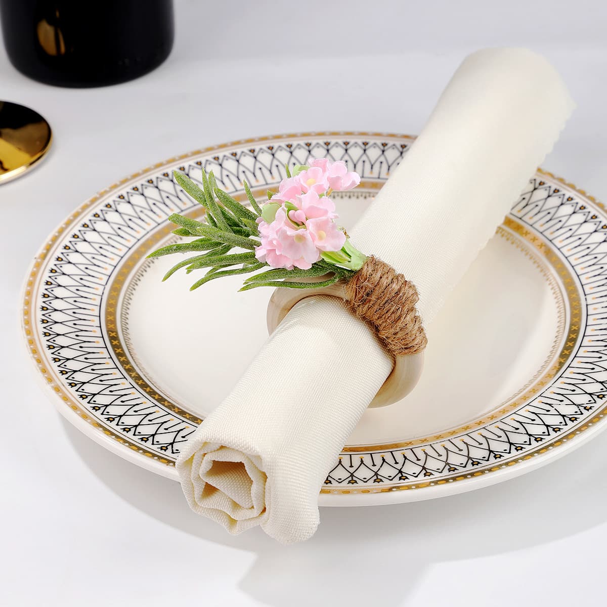 Fresh Rosemary Green Plant Napkin Ring Niche High-End Table Setting Napkin Ring Natural Style Handmade Napkin Ring Wholesale