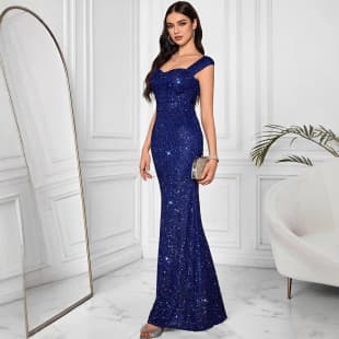 European and American cross-border wholesale women's halter high-waist evening dress mermaid skirt long dress wholesale