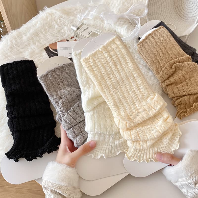 Autumn/Winter Fashion Sock Cuffs for Women, Plush Warm Stacked Ribbed Socks, Knitted Leg Sleeves, Snow Boots with Fleece Sock Cuffs