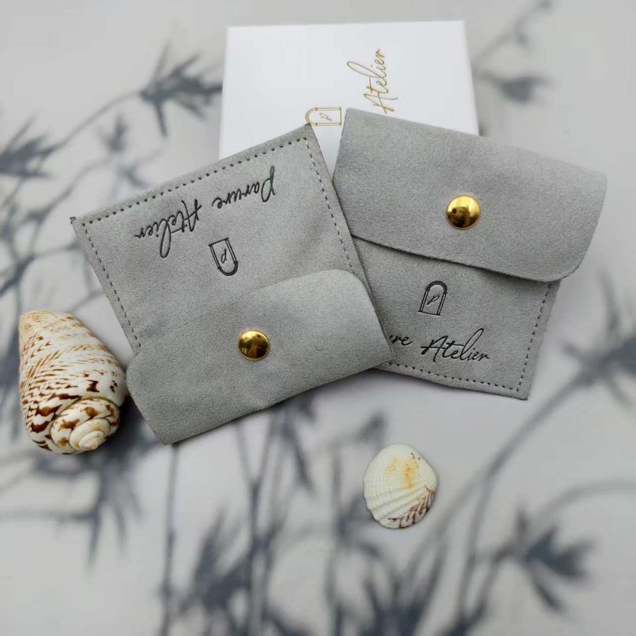 Premium Velvet Jewelry Storage Pouch Ring Organizer Flip-Close Snap Button Gift Bag with Logo