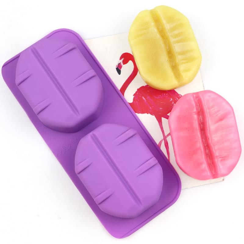 JuDian 2-Cavity Coffee Bean Silicone Cake Mold, Silicone Chocolate Mold, Cold Process Soap Mold, Home Baking