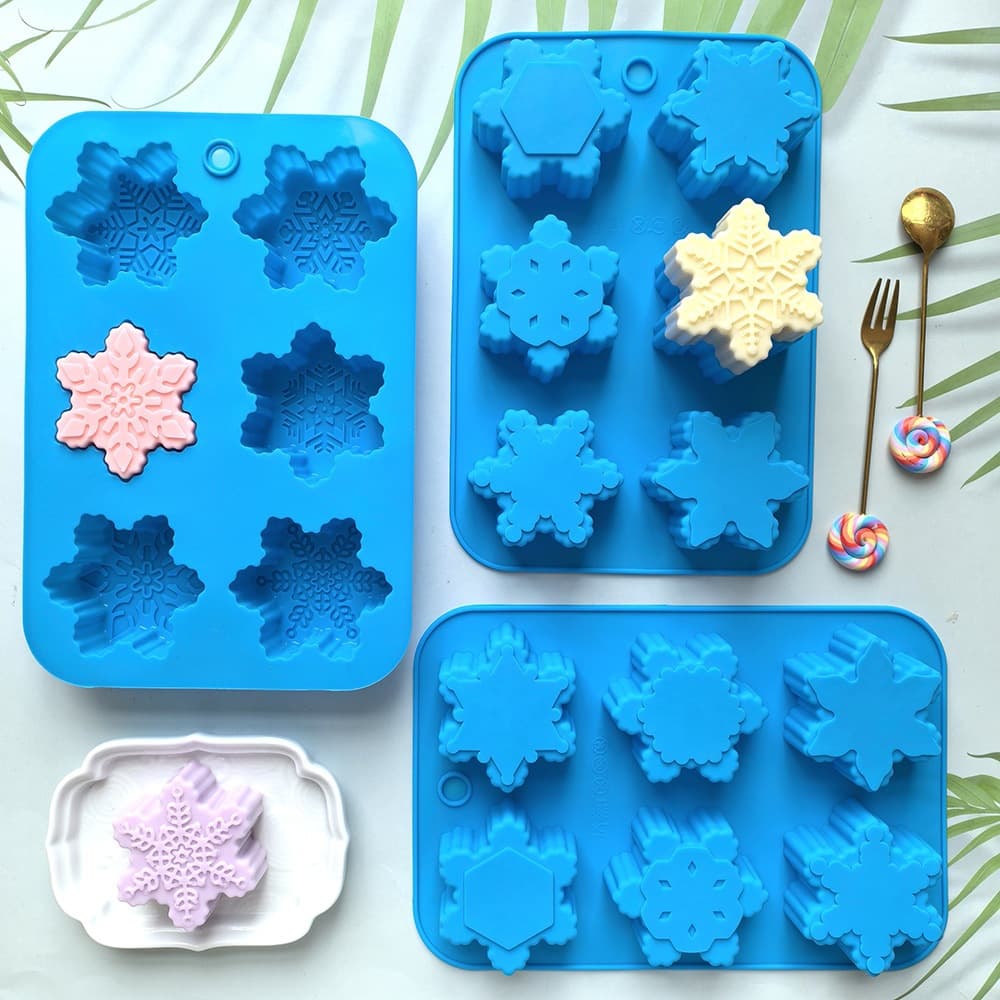 6 Christmas Snowflake Soap Silicone Molds Handicraft Candle Making DIY Cake Baking Mold 642