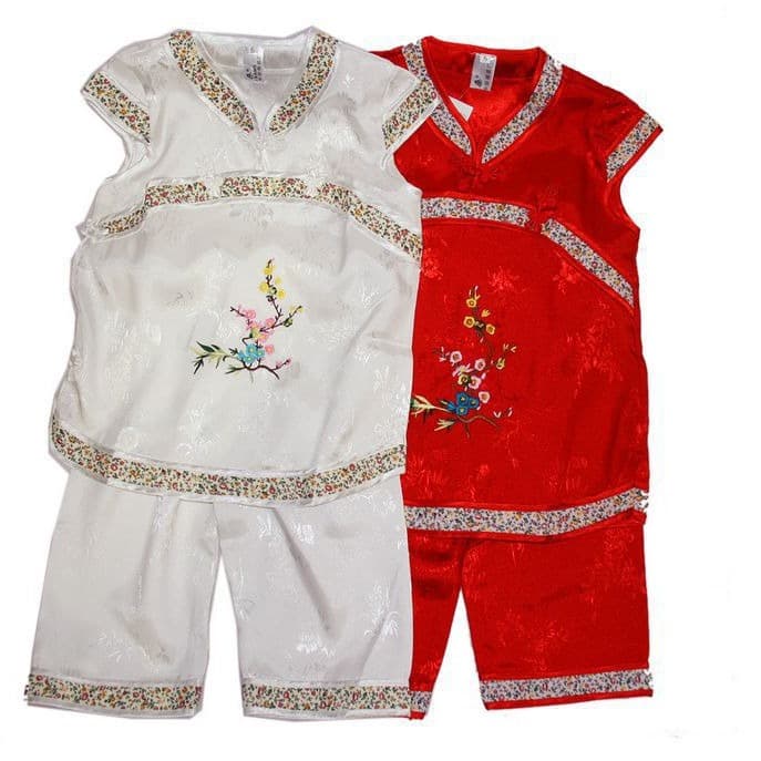 Hot-selling Girl's Short-sleeve Tang Suit Set, Children's Ethnic Chinese Bright Red Stage Performance Costume Summer Style