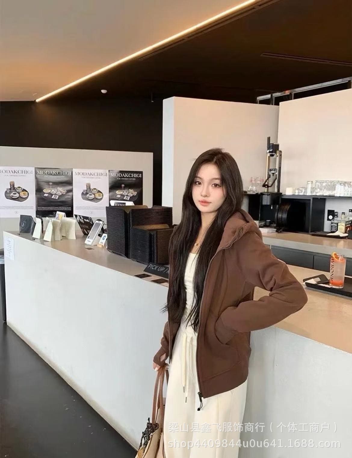 Women's Scuba Hoodie with Stamped Lulu Original Label, Autumn/Winter Fleece-Lined Slim Fit Casual Hooded Cardigan with Zipper