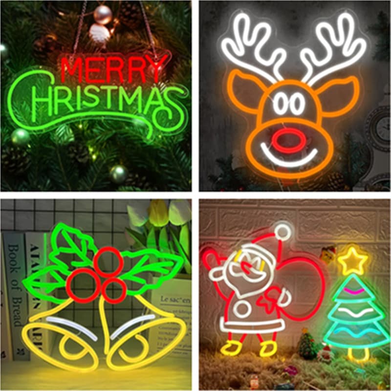 New Cross-Border Christmas LED Neon Lights, Christmas Decoration Modeling Tree, Snowman, Elk, Festival Atmosphere Light, USB