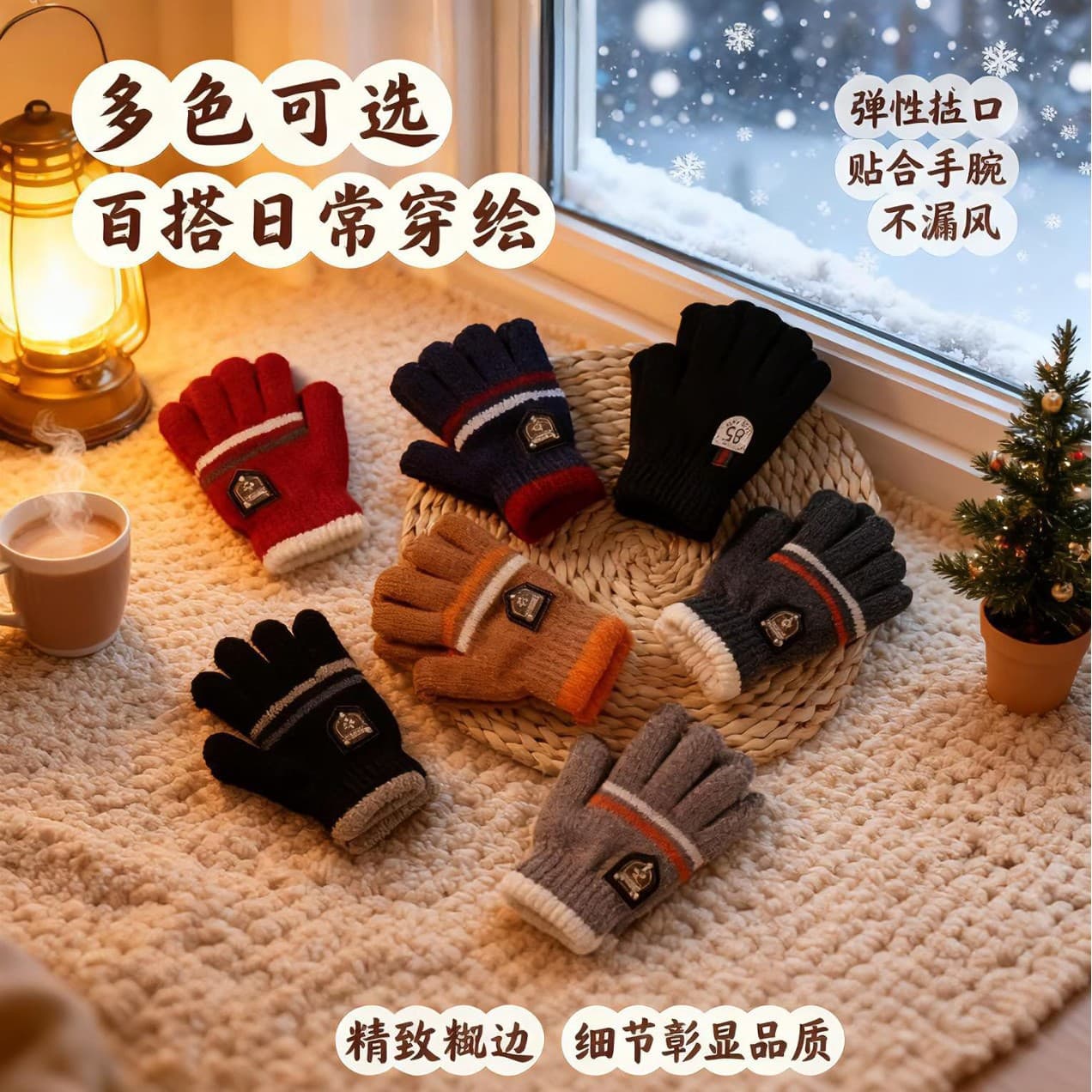 [New customers get a limited-time discount of 5 yuan with free shipping] Thickened half-finger gloves, warm for students, full-finger cycling gloves, fleece lining.