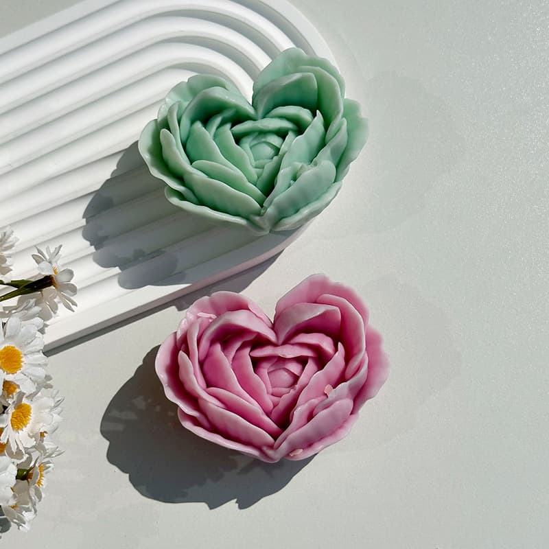 Love Flower Mold Rose Scented Candle DIY Flower Handmade Soap Glue Plaster Candle Silicone Mold