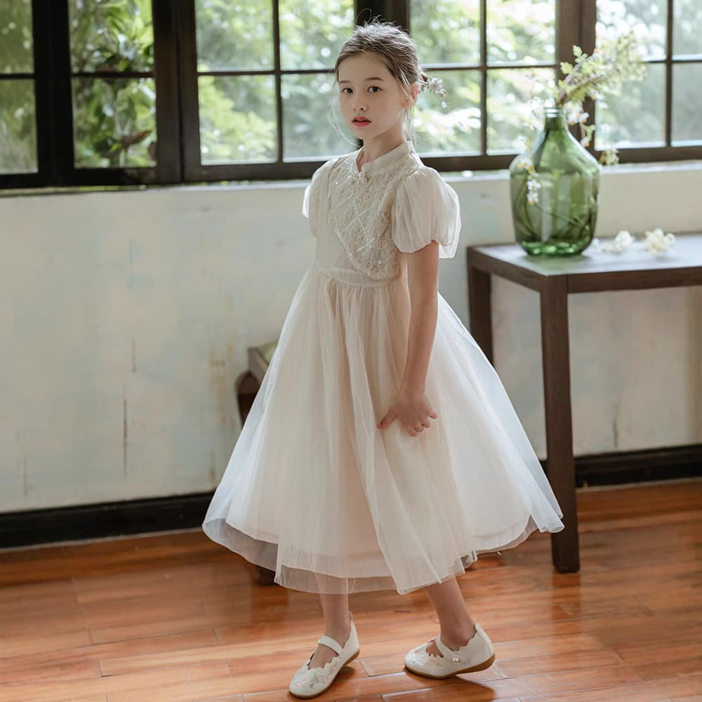 Girls' New Chinese Style Dress Summer New Arrival Kids' Skirt Traditional Style Little Girl Cross-border Gown Tulle Dress