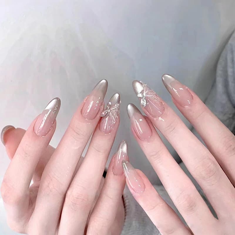 Xiaohongshu Hot-Selling Press-On Nails Almond Nails Wholesale Spring Summer High-End Manicure Detachable Fake Nails Press-On Nail Tips