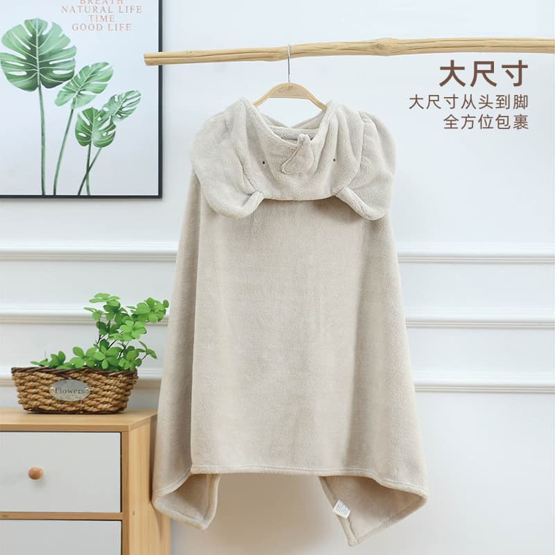 Class A Children's Coral Fleece Cartoon Poncho, Baby Towel Absorbent Hooded Cape, Wearable Wrap, Extra Large Bath Batch