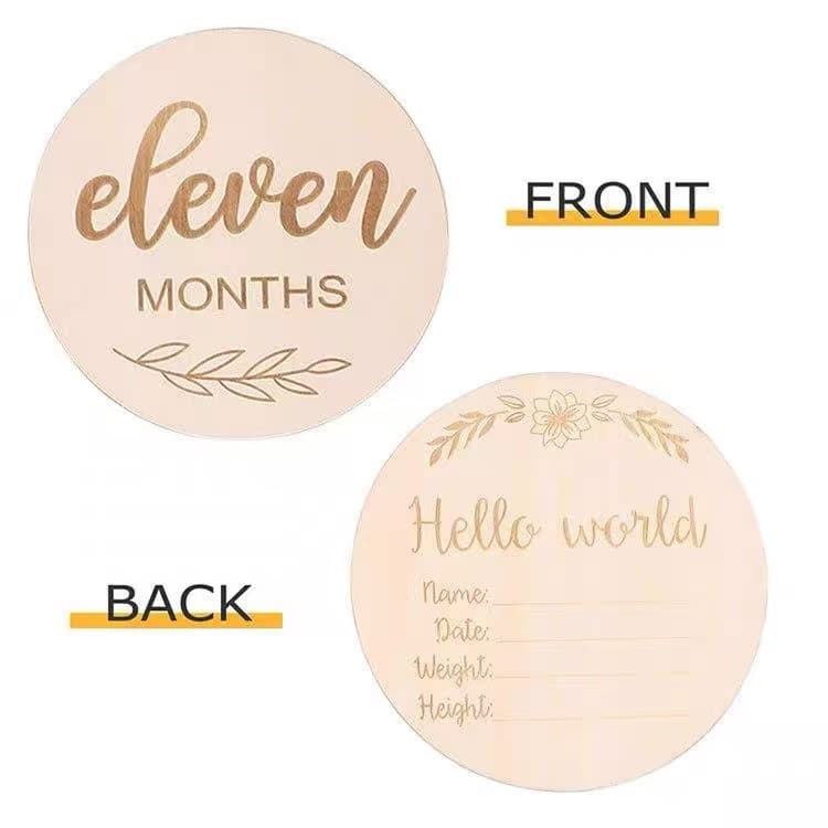 Hello World Baby Birth Announcement Newborn Bath Gift Wooden Milestone Prop