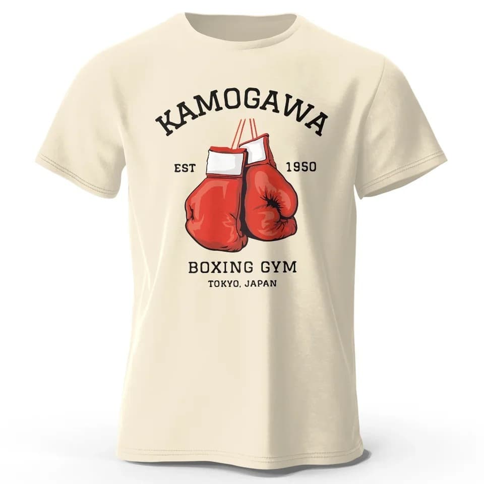 KBG Hajime No Ippo Printed Pure Cotton Vintage GYM Men's T-Shirt Cross-Border Streetwear Black White