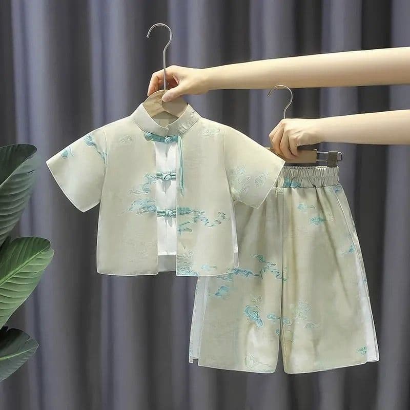 Hanfu Boys' Spring and Autumn Two-Piece Set, Children's Chinese Style Long-Sleeved Suit, New Chinese Style Boys' Tang Suit, Ancient Style