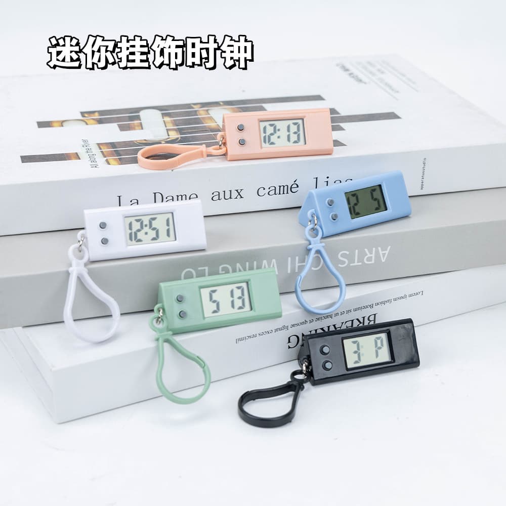 Small Hanging Watch for Students, Exam Watch with Backpack Clip and Key Timer, Mini Electronic Clock in Triangle and Oval Shapes