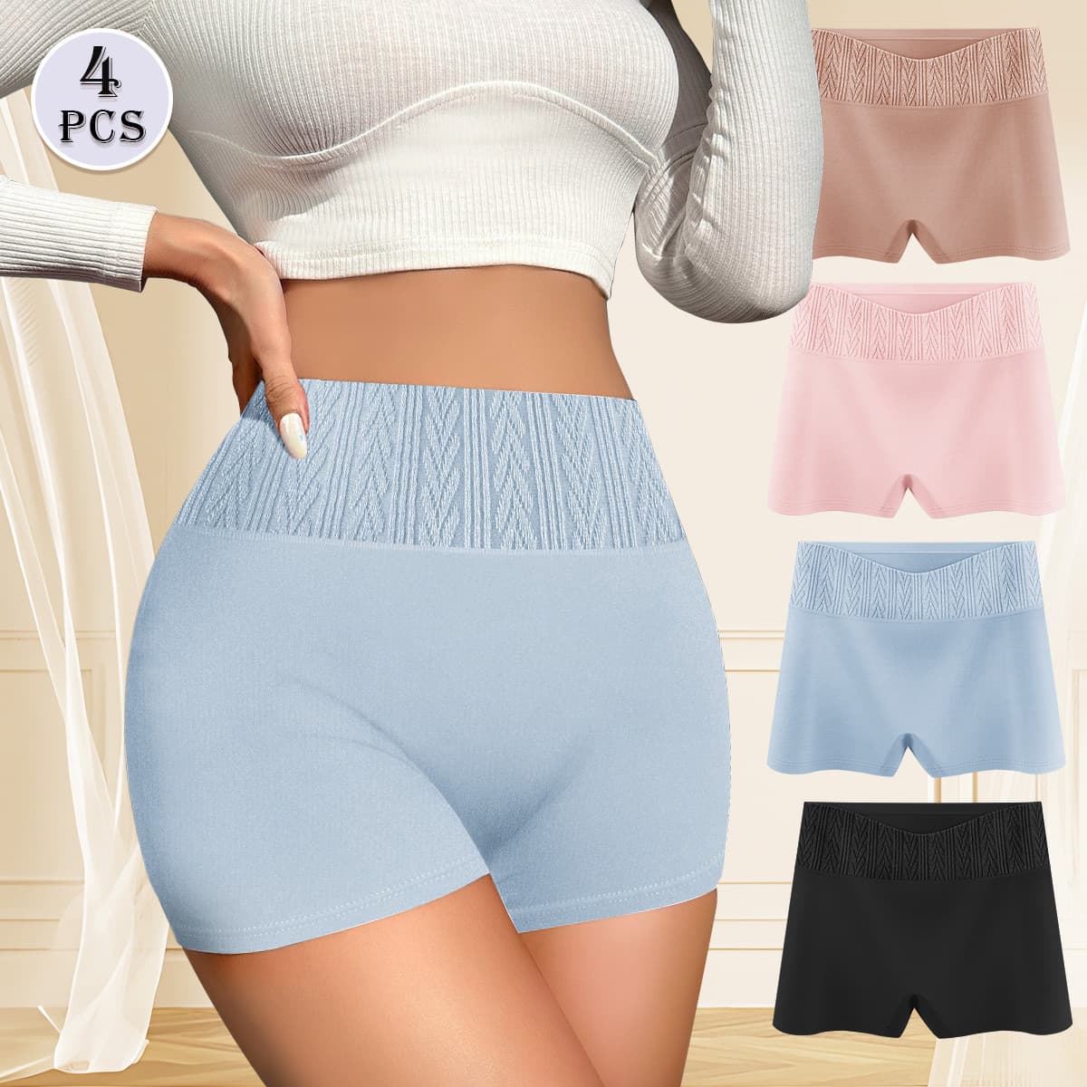 Cross-border Women's Boyleg Panty Set Hot Sale Basic Sexy Solid Color Boxer Briefs Plus Size Big Size Panties