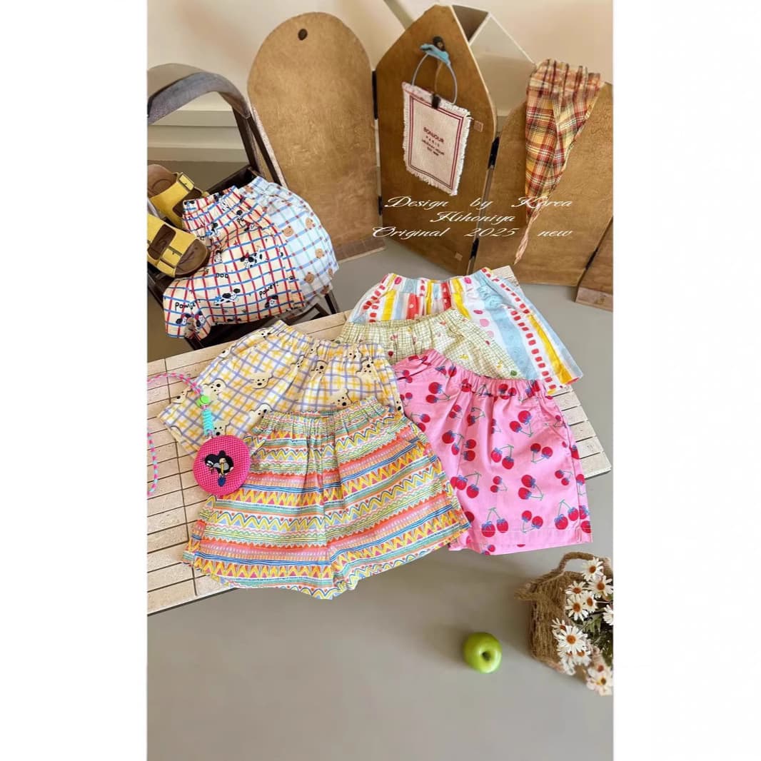 2025 summer middle-aged and older children's casual ethnic style parent-child animal print sweat-absorbent breathable thin shorts beach pants