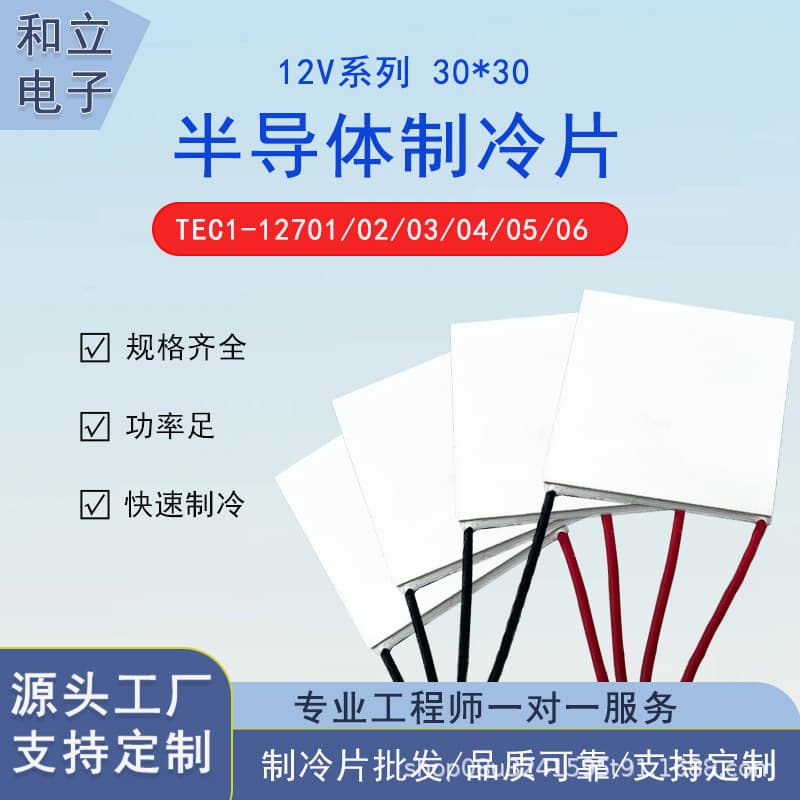 30*30 High-Quality Cooling Plate, 12V High-Power Semiconductor Cooling Plate TEC1-12703/12704/12706