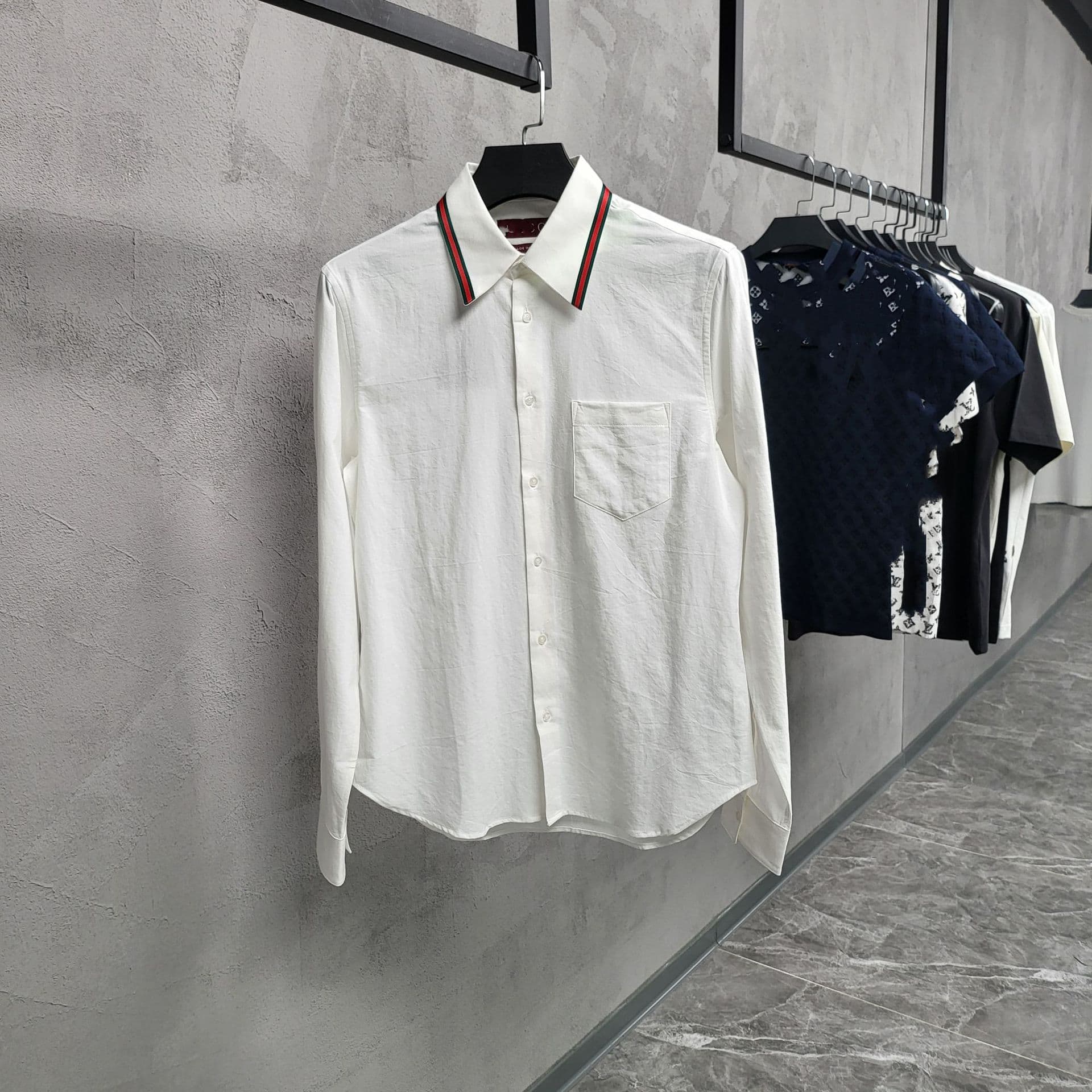 G's new fresh shirt men's fashion versatile literary ribbon splicing casual loose top