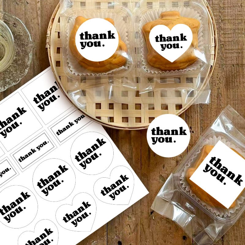 Stock Wholesale White Thank You Stickers Square Round Seal Stickers Gift Packaging Sealing Labels Dessert Decoration Tags