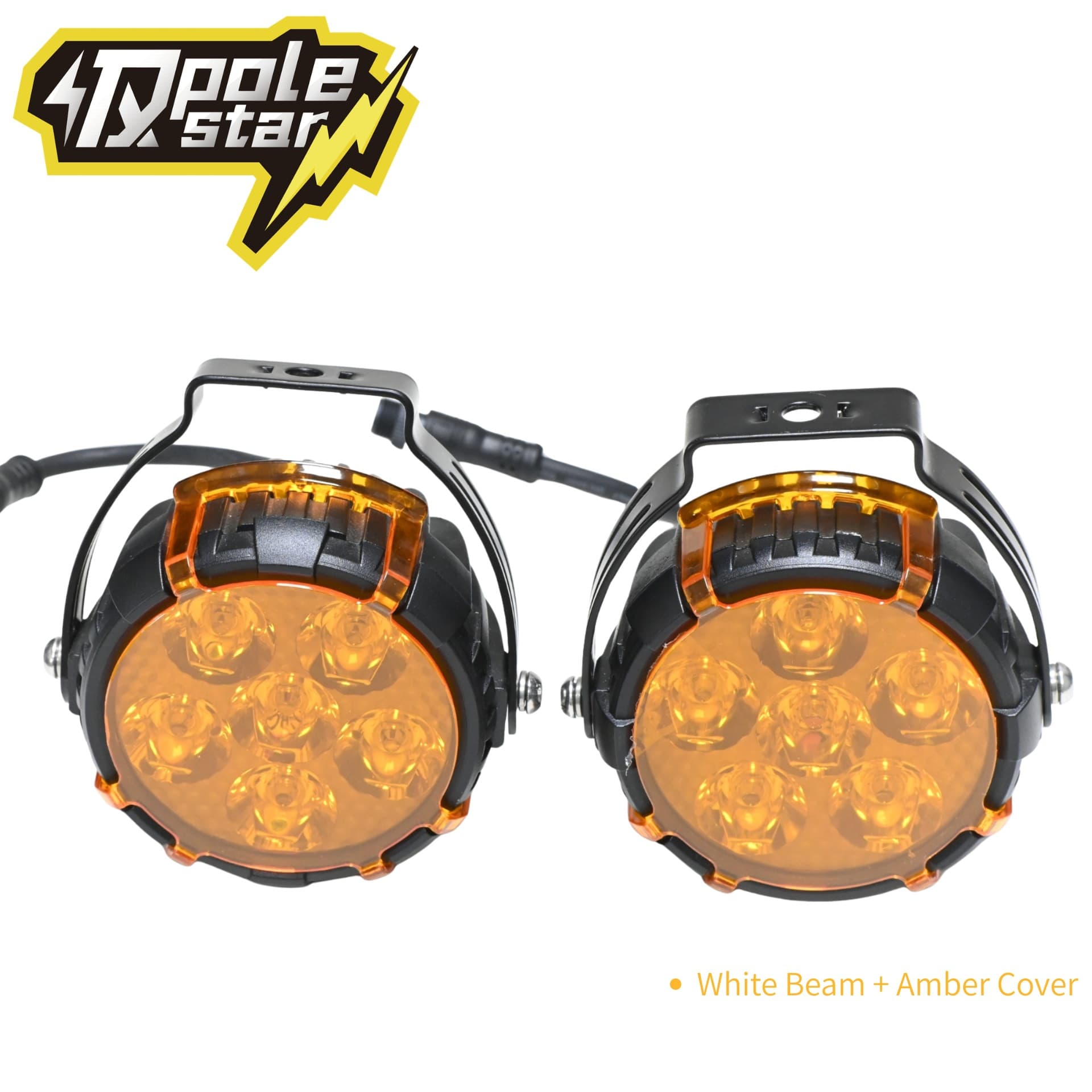 Motorcycle LED Spotlight 40W Yellow-White Dual Light Waterproof Off-Road Auxiliary Light with High/Low Beam