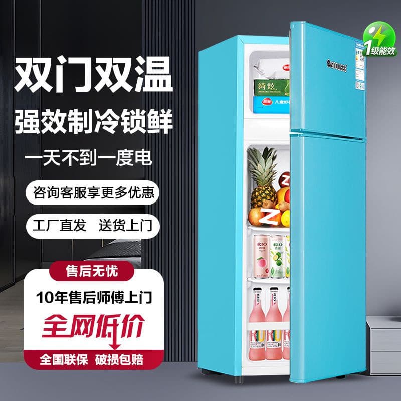 Small Refrigerator for Rental, Home Use Double Door Refrigeration Freezing Large Capacity Energy-Saving Car Electric Fridge with Free Shipping