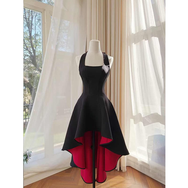 High-End Black Contrast Color Dress Women 2026 Spring New Super Beautiful Temperament Party Goddess Style Waist-Cinching Dress