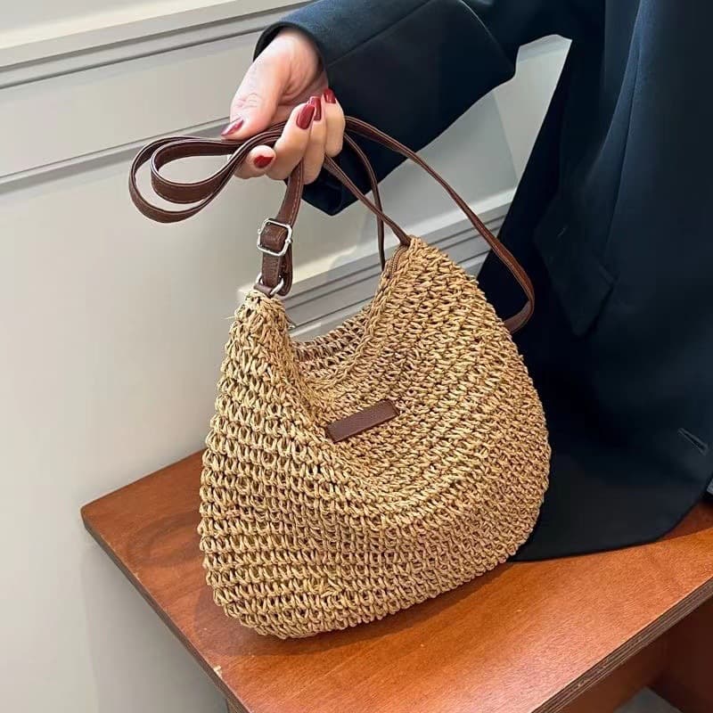 2025 New Fashion Straw Bag Handwoven Bag Easiest for Match Crossbody Bag Casual Beach Bag Small Square Bag Women