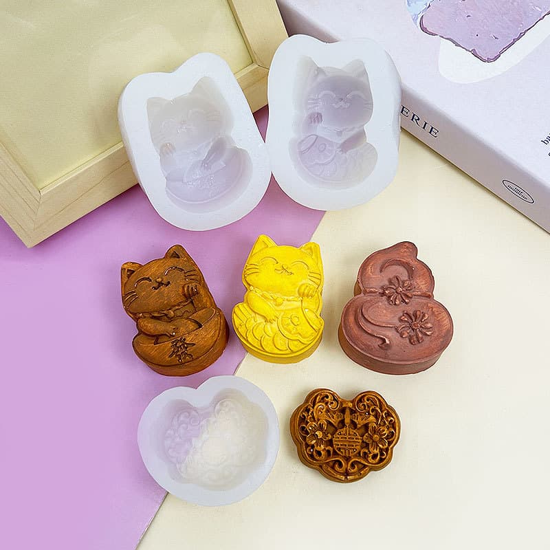 Chinese Gourd Lucky Cat Chocolate Mousse Cake Decoration Silicone Mold Pastry Dessert Baking Mold Candle Mold