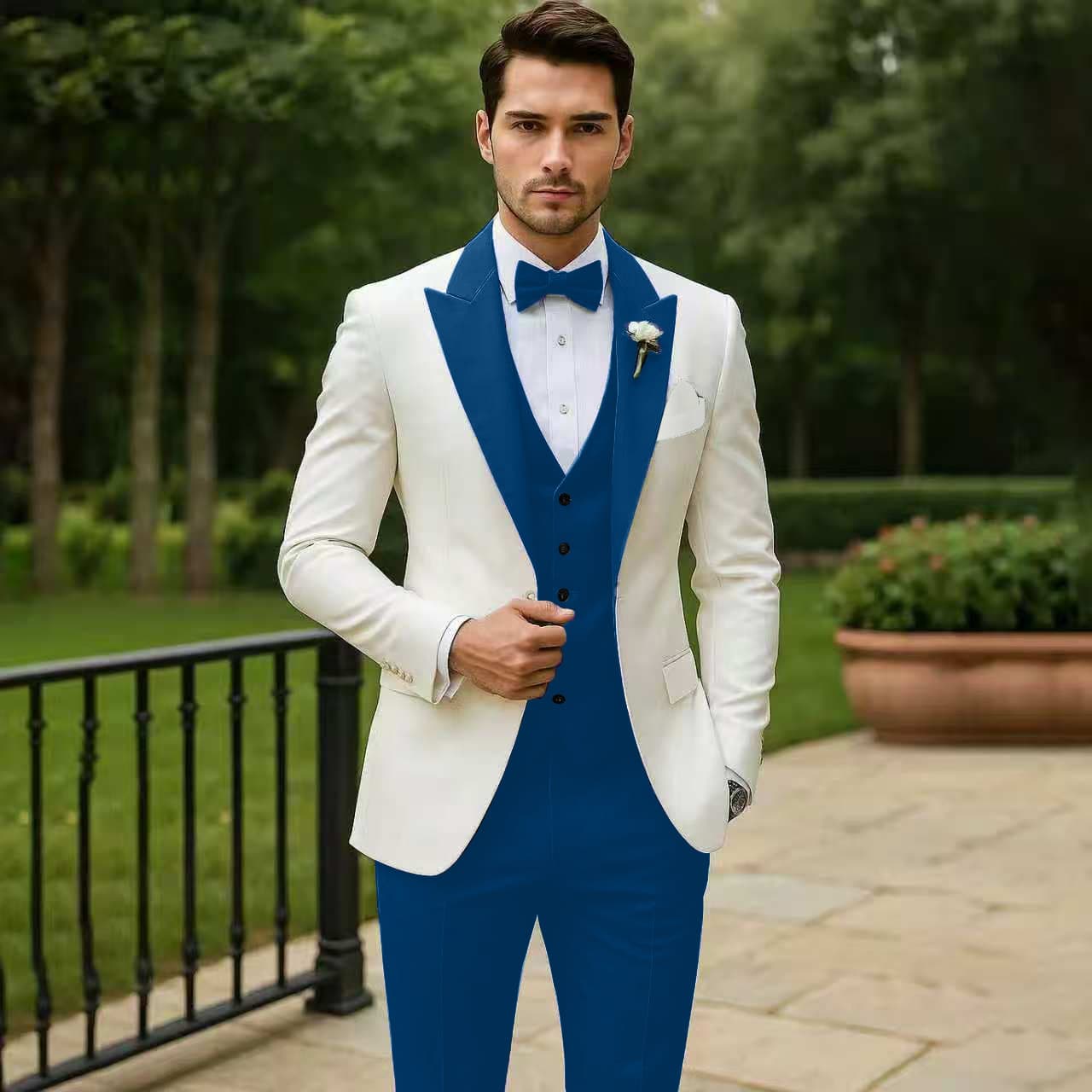 European and American Men's Three-Piece Suit 2026 New Style Cross-border Groom Wedding Dress Stage Performance Suit