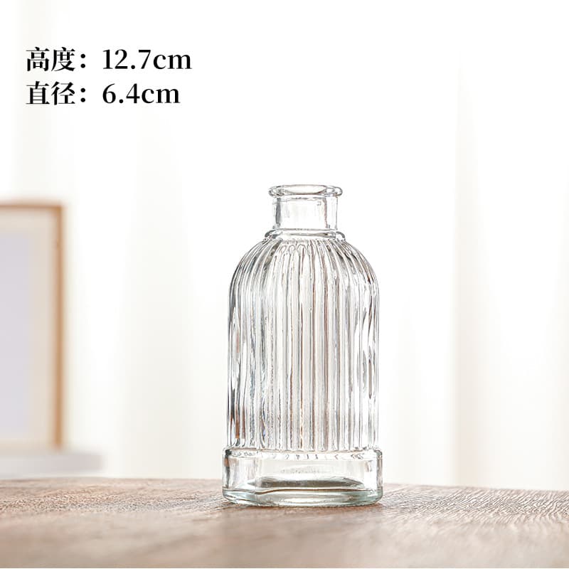 Cross-Border Best-Selling French Vintage Embossed Glass Mini Vase Wholesale Mini Hydroponic Vase Set Small Vase