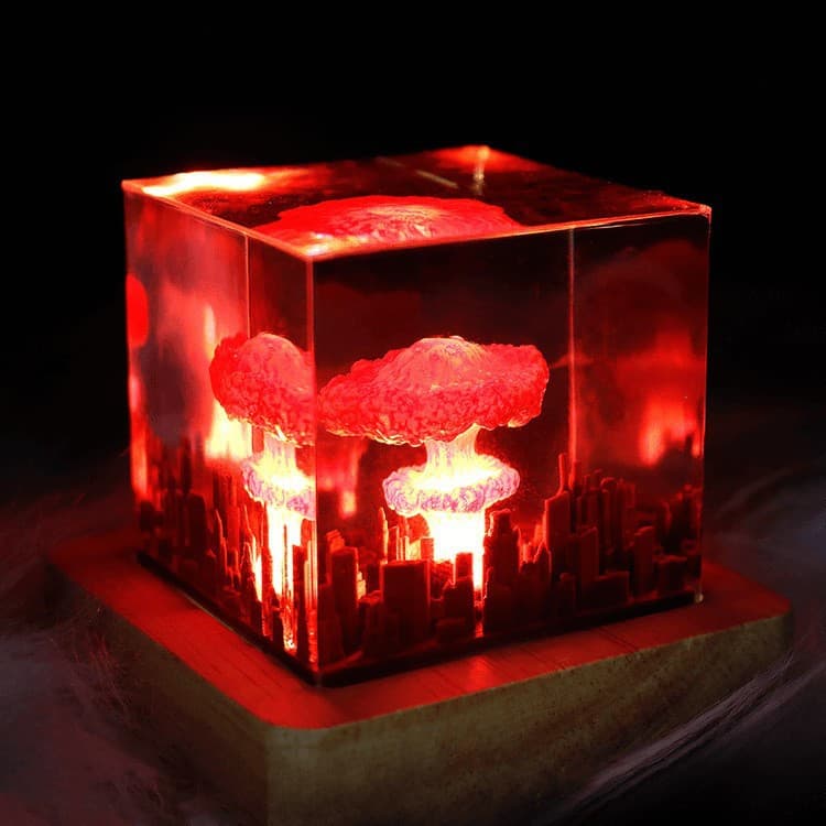 Handmade Resin DIY Hydrogen Bomb Explosion Mushroom Cloud Night Lamp Decorative Ornaments Epoxied Modern Minimalist Style Gifts