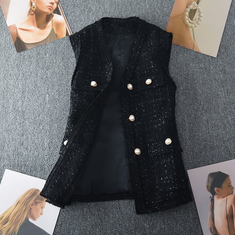 Autumn/Winter New Arrival Plus-Size Women's Clothing, Chic Vest for Curvy Sisters, Mid-Length Loose Slimming Vest for 200 Jin