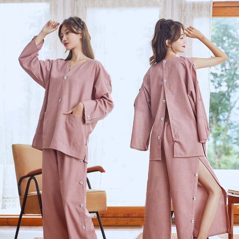 2025 New High-End Men's Ramie Moxibustion Suit Women Casual Couples Set Homewear Outerwear Therapy Garment Ready Stock Wholesale